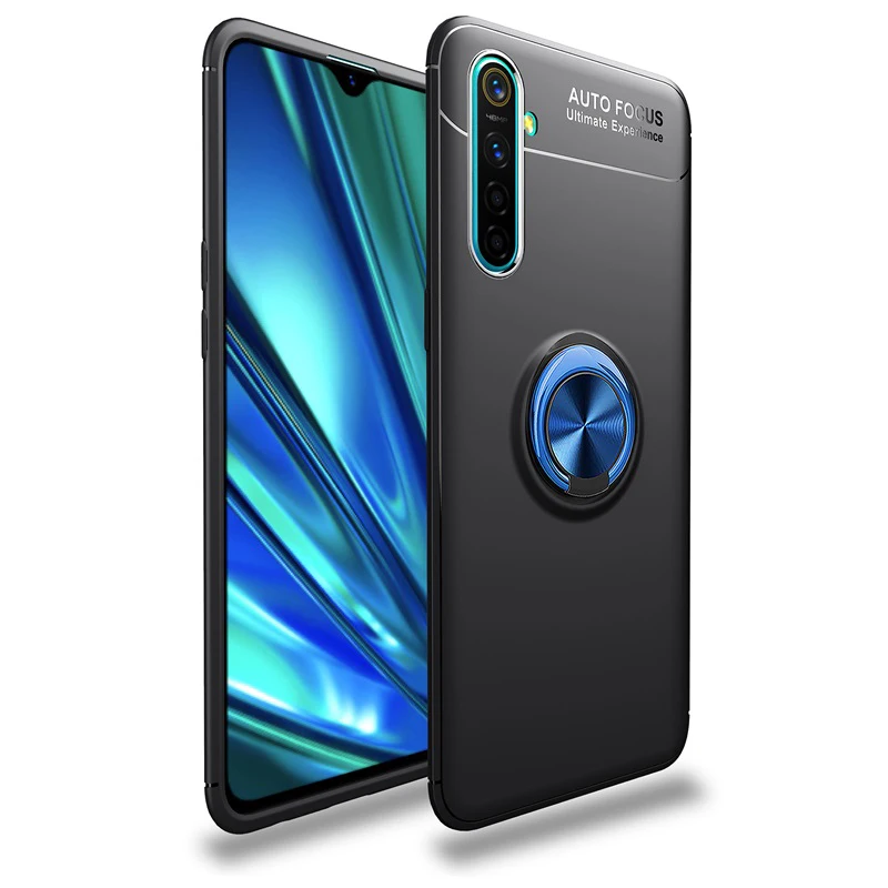 Black Blue Чехол для телефона OPPO Realme XT X2, кольцо-держатель для пальца, броня, задняя крышка для OPPO Realme XT X2 K5, мягкий силиконовый матовый ударопрочный корпус - Цвет: Black Blue
