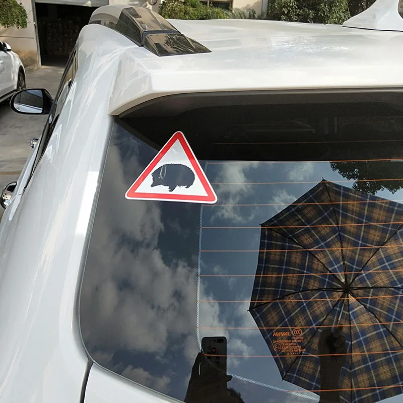 

11CMX9.4CM Funny Warning Mark Animal Hedgehog Car Sticker Decal PVC