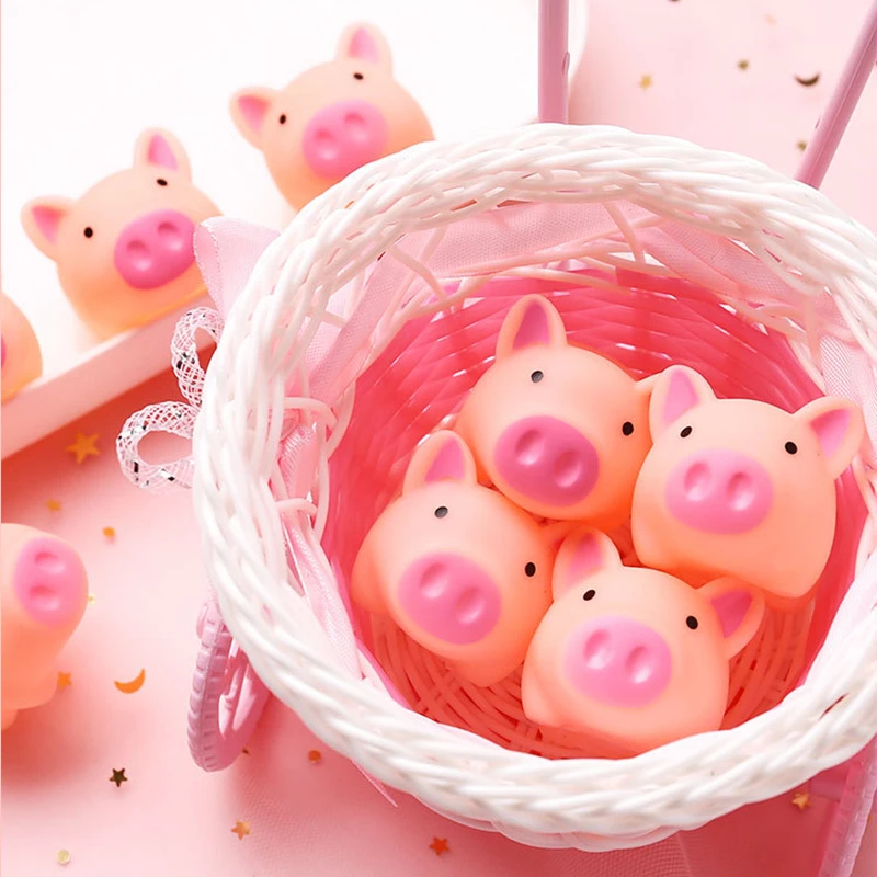 10 pcs Cute Pig Bath toy Float Squeeze Sound Dabbling Toys Baby Cartoon Water Swimming Play Bath Soft Rubber Pig Squeeze Toy