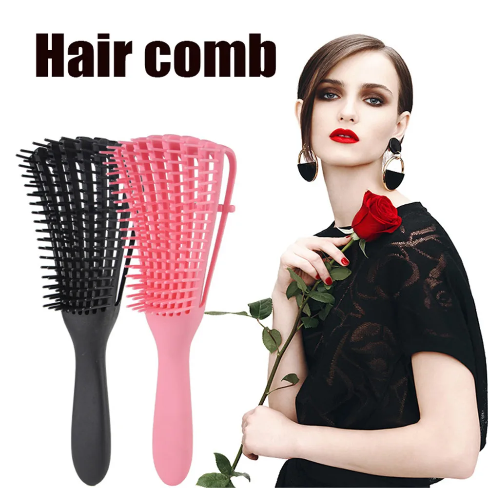 

Eight-claw Hair Comb Plastic Massage Ribs Shape with ABS Rubber Wrapped Handle Perfect for All Types Hair