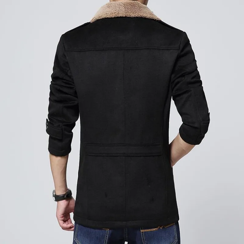 Новые модные мужские пальто плотное шерстяное Тонкий Зимний Тренч парка одежда