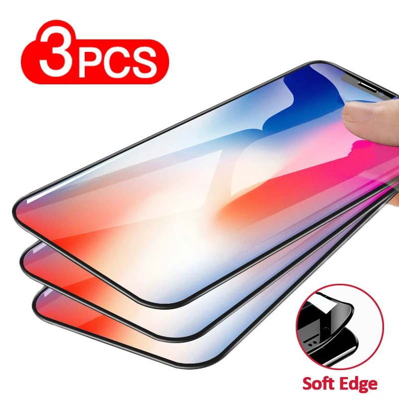 Закаленное стекло с закругленными краями для iPhone X Xr Xs 11 12 Pro Max Защита экрана 6 6s 7 8