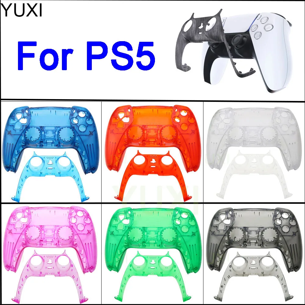 

YUXI Replacement Shell Case Front Cover Rear Cover For PS5 Handle Decorative Strip Skin for PS 5 Controller