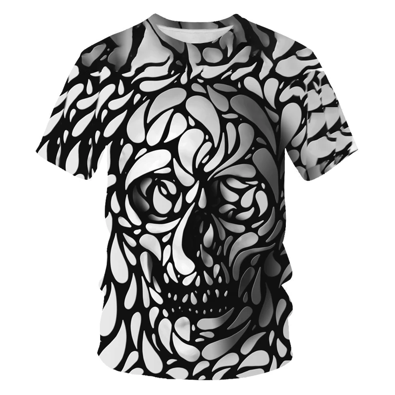 

Summer men's Short Sleeve T-Shirt New 3D printing t-shirt men's skeleton devil T-shirt fashion breathable T-shirt round neck