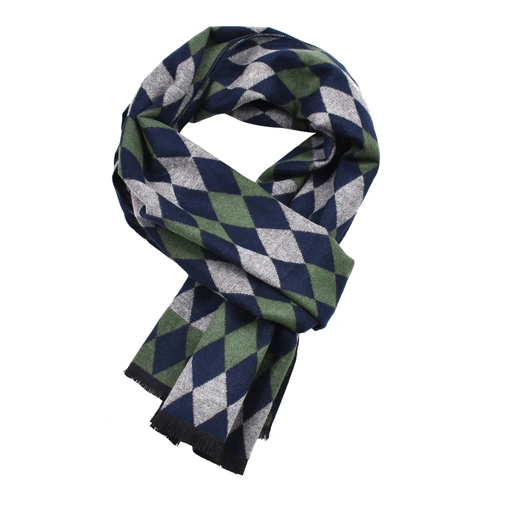 

Winter Autumn Cashmere-like Scarf Men Knitting Thick Warm Geometry Scarves Fashion Tassels Pashmina Long Scarf 30*180CM