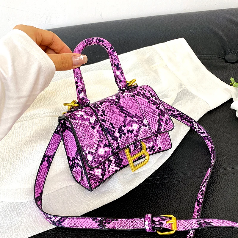

High Quality Snake Skin Prints Bag For Women Serpentine Pattern Mini Handbags Ladies Shoulder Messenger Bags Purse сумка женская
