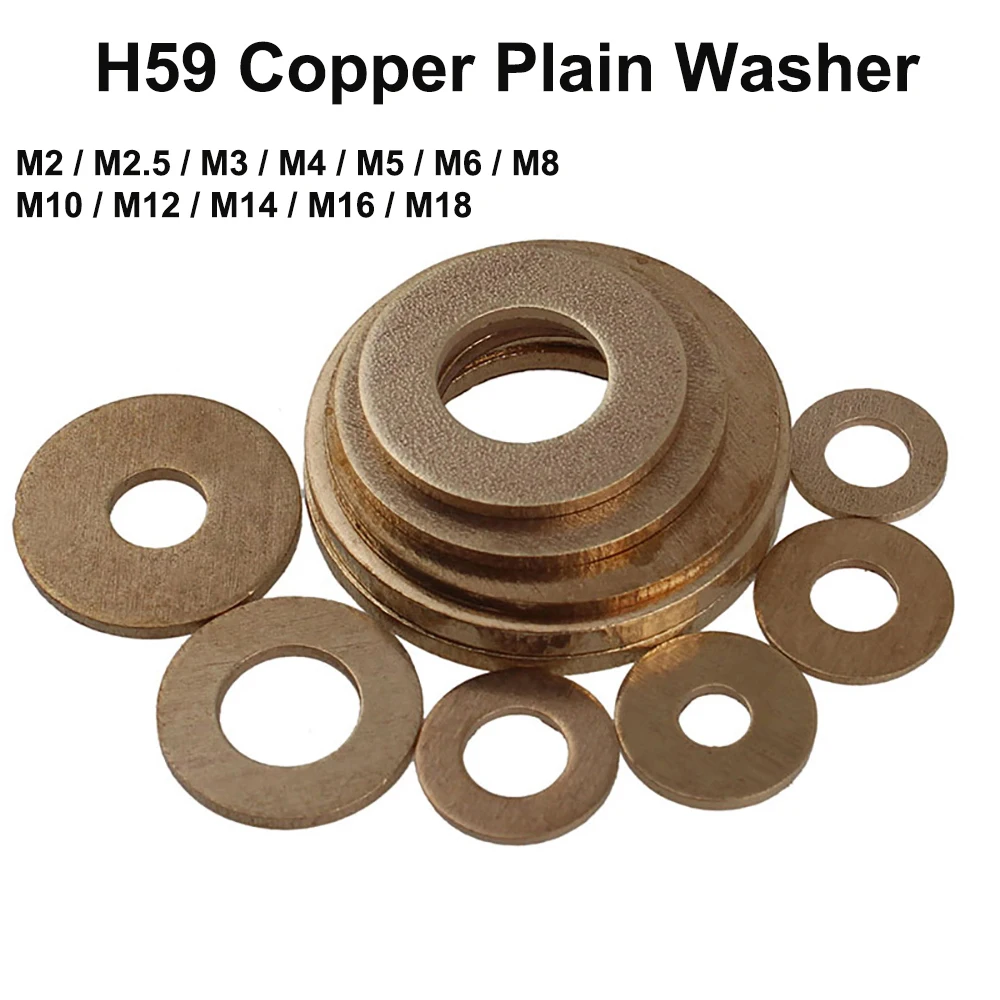 

H59 Brass Plain Washer Copper Gaskets M2 M2.5 M2.6 M3 M4 M5 M6 M8 M10 M12-M18