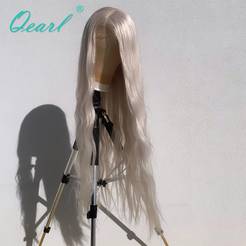 Парик из натуральных волос на сетке спереди прозрачный светлый белый цвет