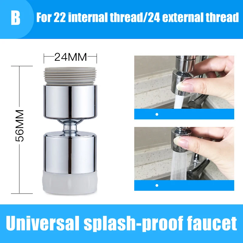 

2-Flow Kitchen Sink Aerator 360-Degree Swivel Faucet Water Saving Faucet Extender for Home Bathroom RT88