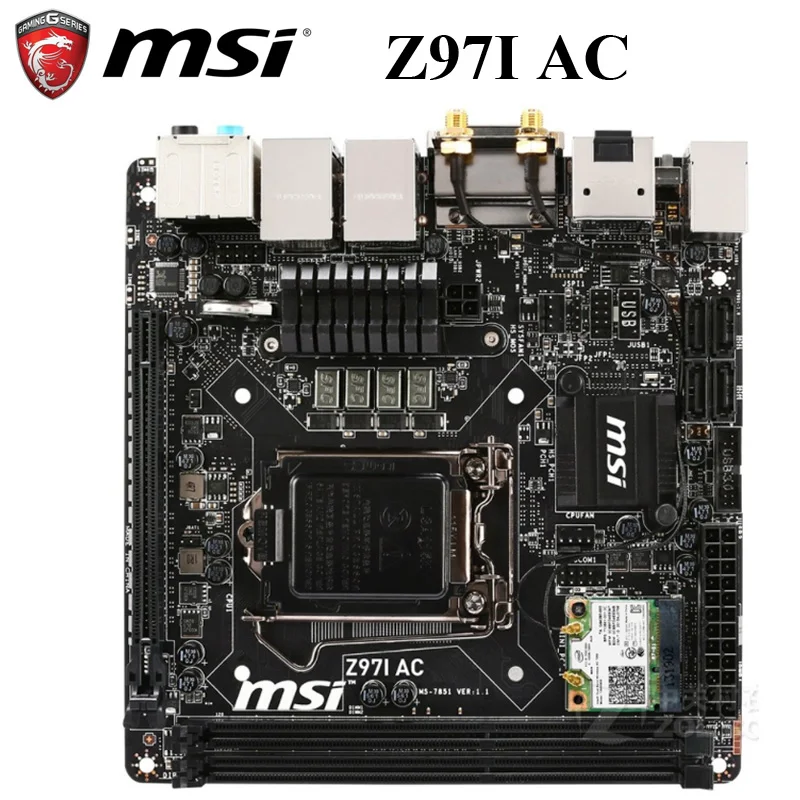 Billig LGA 1150 MSI Z97I AC Motherboard Intel Z97Core I7/i5/i3 1150 DDR3 Original MSI Z97 Mainboard 1150 DDR3 SATA III Z97 1150 Verwendet