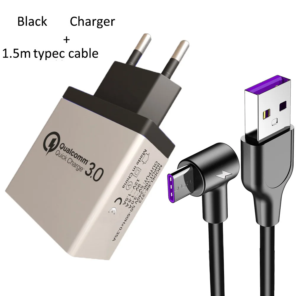 USB быстрая зарядка 3,0 3 USB быстрая зарядка для мобильных телефонов зарядный адаптер EU US Разъем для Samsung s8 s9 s10 huawei p20 pro смартфон - Тип штекера: type c cable Bundle
