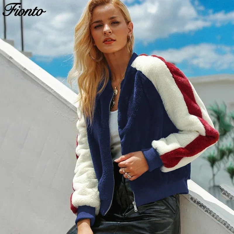 Осенне-зимнее элегантное пальто FIONTO из искусственного меха женская теплая