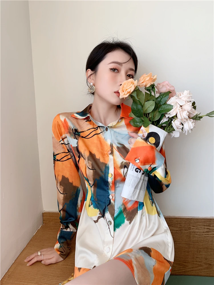 

ZCSMLL Color Commuter Shirt Skirt Female Summer 2021 New Design Sense Niche Short Temperament Women Dress Fashion Tide