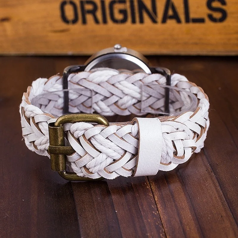 Женские ВИНТАЖНЫЕ КВАРЦЕВЫЕ ЧАСЫ CCQ плетеные часы с браслетом из коровьей кожи