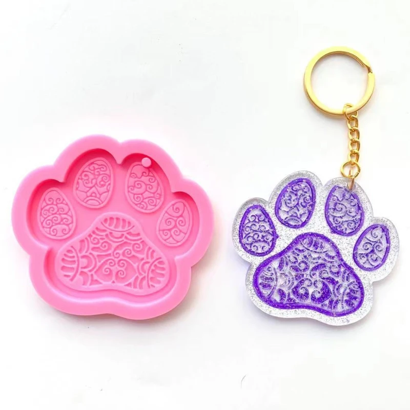 Милая собака брелок с изображением лап эпоксидная смола форма серьги кулон литья