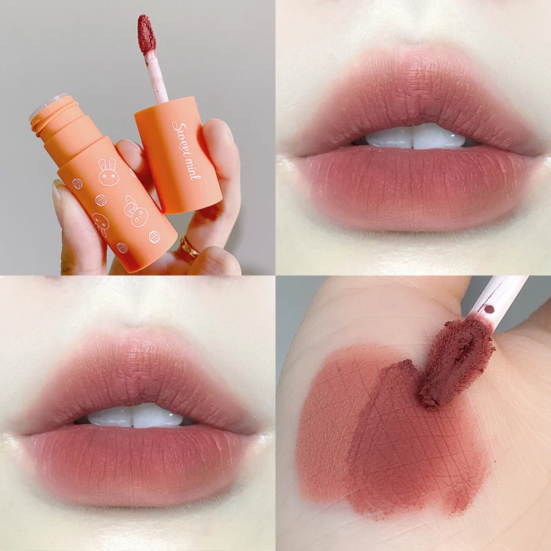

6 Colors Mini Cute Lip Gloss Velvet Matte Liquid Lipstick Women Makeup Strawberry Color Waterproof Lasting Cosmetic TSLM1