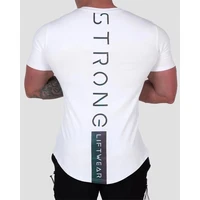 men tshirts cotton t shirt man tee gym tops summer reflect light letters breathable slim fit long o neck fitness body building