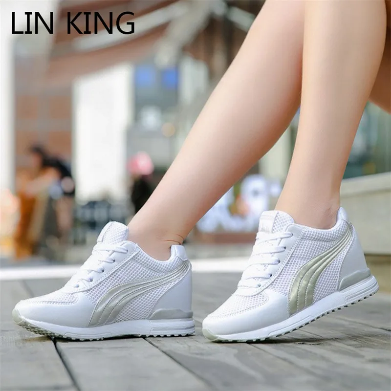 LIN KING/Новинка Стильная женская обувь на платформе Уличная Повседневная с высоким
