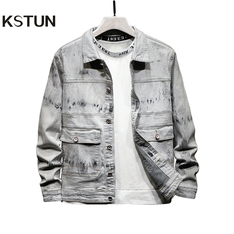KSTUN джинсовая куртка мужское пальто Ретро стиль светильник серые джинсы куртки