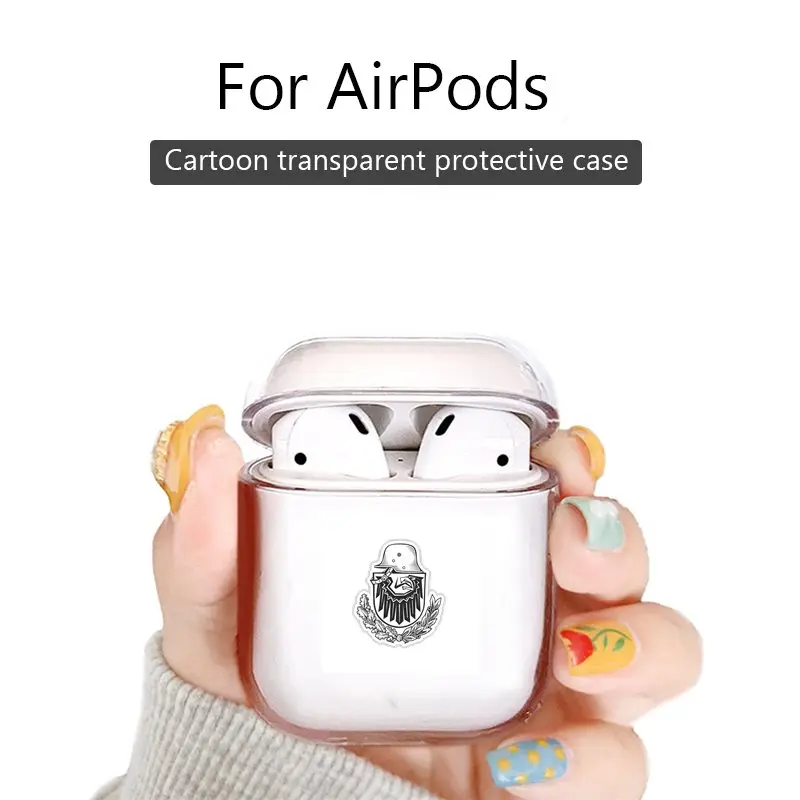 Защитный чехол для Airpods 1/2 pro прозрачный жесткий наушников с Bluetooth герб немецкой