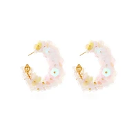 trend fashion c shaped geometric multi layer petal womens earrings simple korean style charms flower earring aesthetic jewelery
