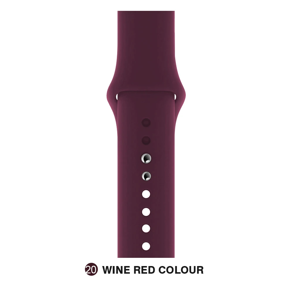 Red Wine Colour Мягкий силиконовый сменный спортивный ремешок для Apple Watch версии 4, 3, 2, 1, 42 мм, 38 мм, браслет на запястье, ремешок для iWatch 4, 40 мм, 44 мм, спортивный - Цвет ремешка: Red Wine Colour