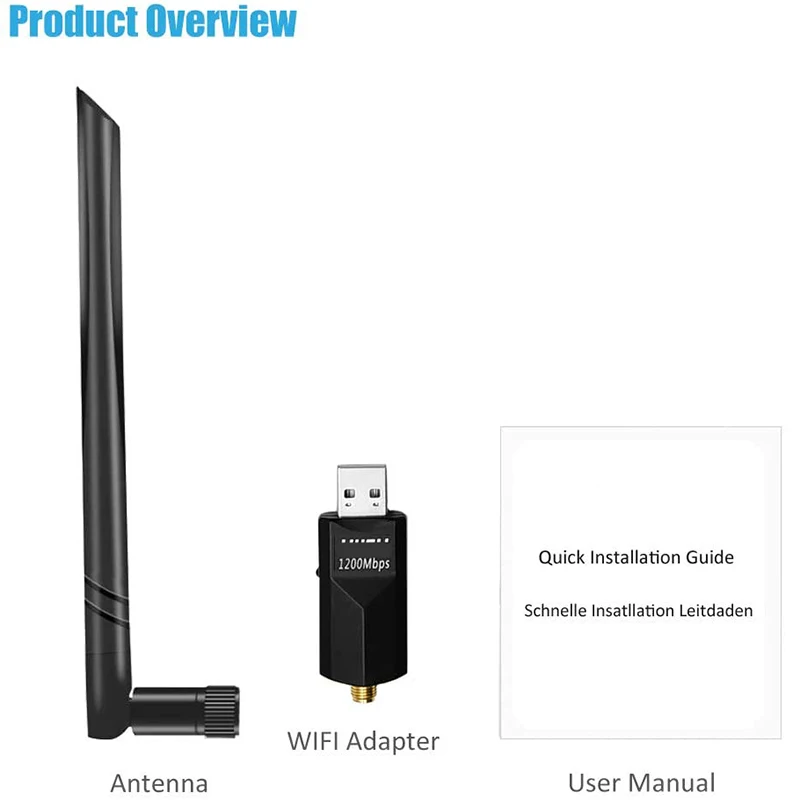 

WiFi Adapter 1200Mbps,with Dual Band 2.4GHz/5.8GHz High Gain Antenna for Desktop Compatible with Windows/Vista/XP Mac OS