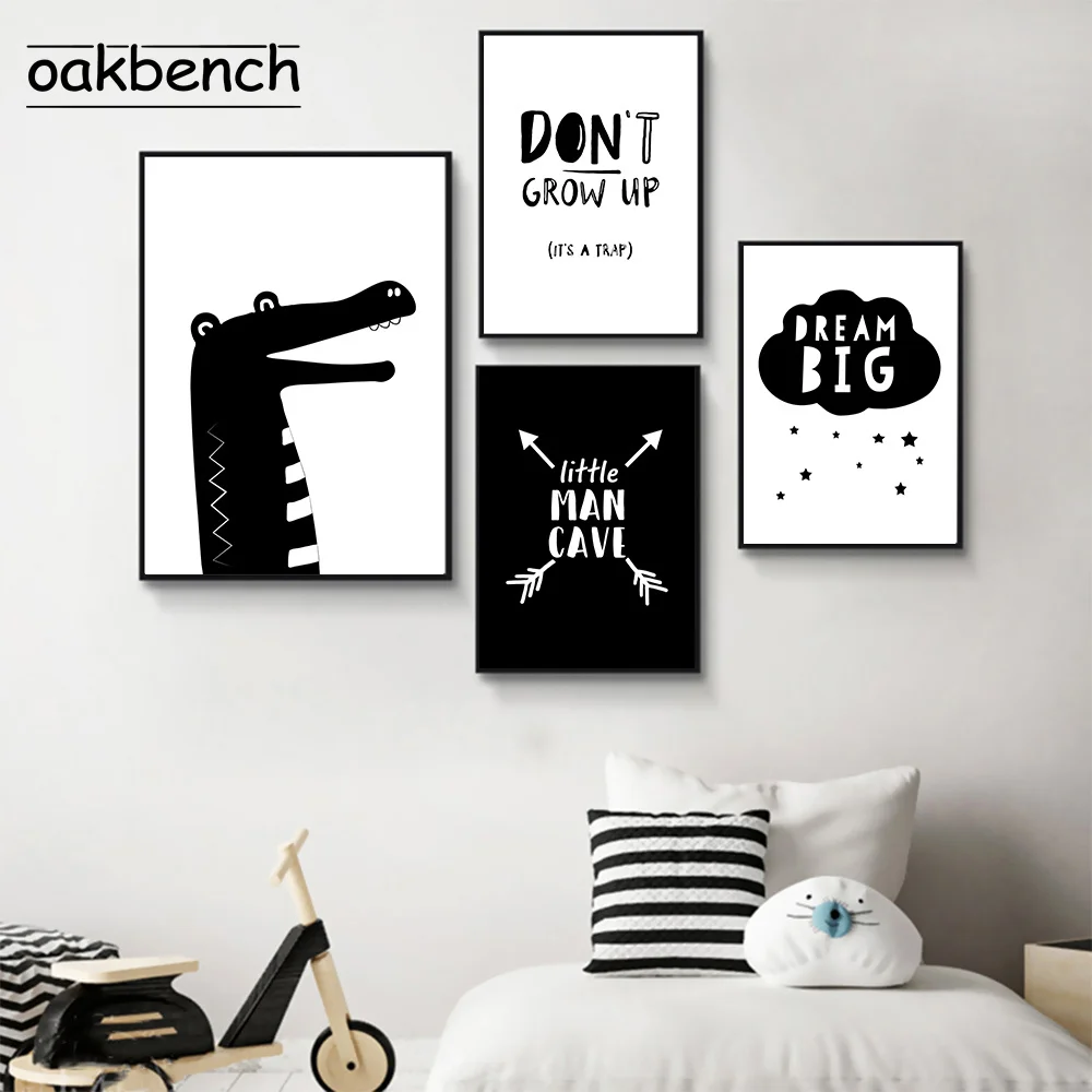 

Boys Rule Quotes Wall Prints Crocodile Arrow Painting Nursery Canvas Print Black White Poster Nordic Pictures Kids Room Decor