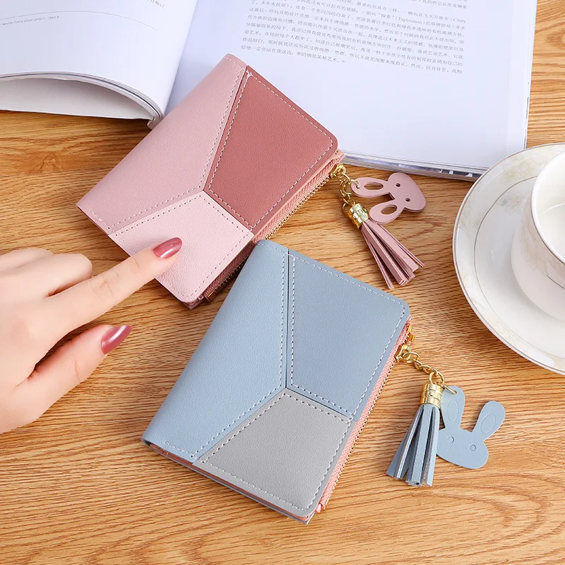 

New Arrival Wallet Short Women Wallets Zipper Purse Patchwork Fashion Panelled Wallets Trendy Coin Purse Card Holder Leather