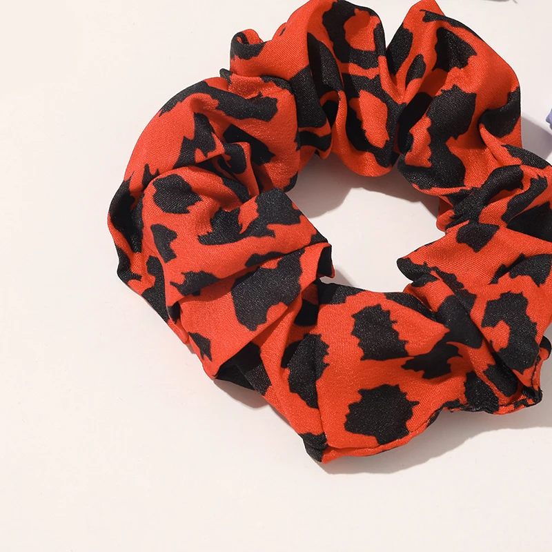 Soft Tie-dye Rainbow Triangle Hair Scrunchie Elastic Rubber Band Leopard Floral Print Rope Tie for Women's Hairband |