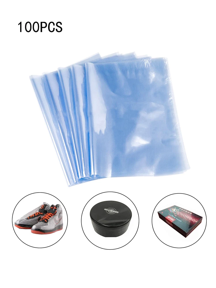 

100Pcs Waterproof PVC Heat Shrink Wrap Film Packing Bags for Cosmetics Candles Books Shoes Homemade DIY Projects Gifts