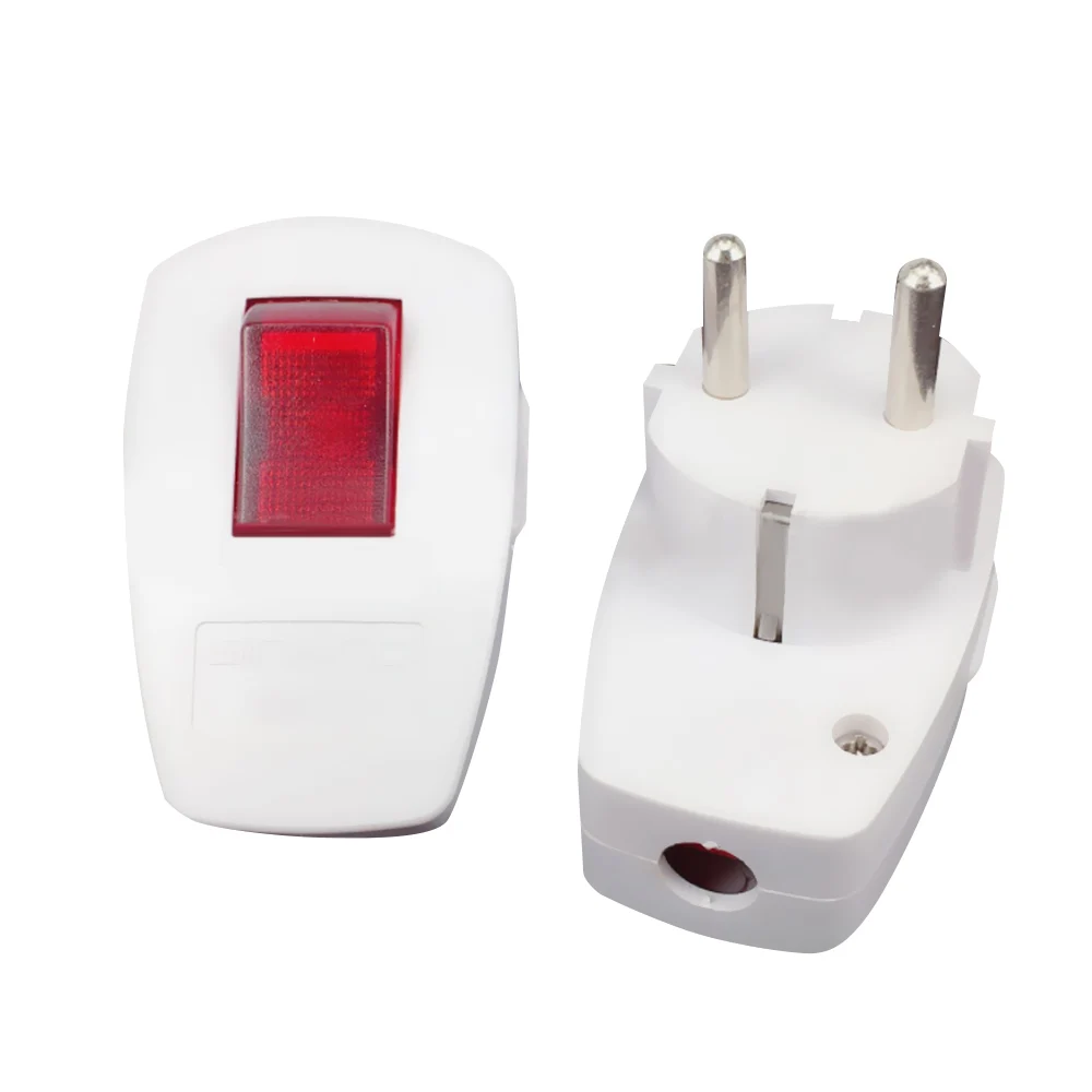 

250V 10A EU CEE 7/7 Standard Adapter Receptaclee wireable Power Plug Wih Power Swtich