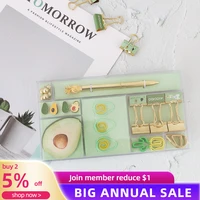 avocado paper clip set office stationery gel pen paper clip long tail clip set bookmarks paper clips cute gift drop shipping