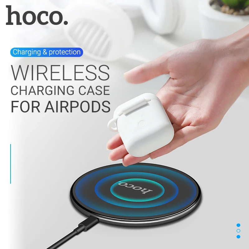 hoco CW22 силиконовый чехол для AirPods беспроводная зарядка защитный чехол от царапин и ударов для Air Pods поддержка для QI мягкий цветной чехол защита корпуса гарнитуры беспроводная зарядка