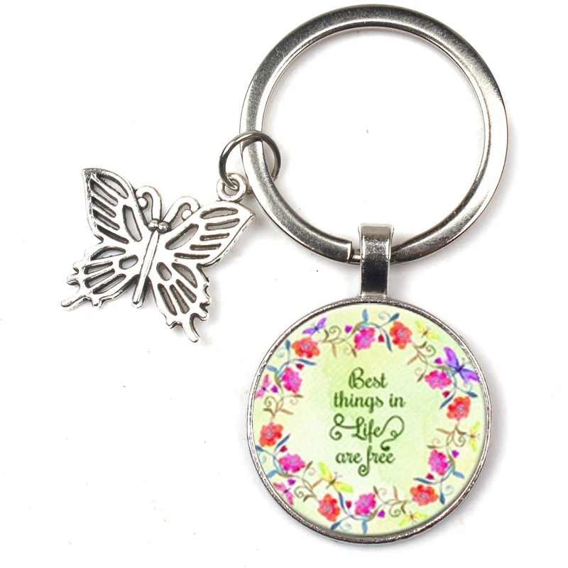 Новинка креативный брелок-бабочка с цветочным узором кольцо для ключей