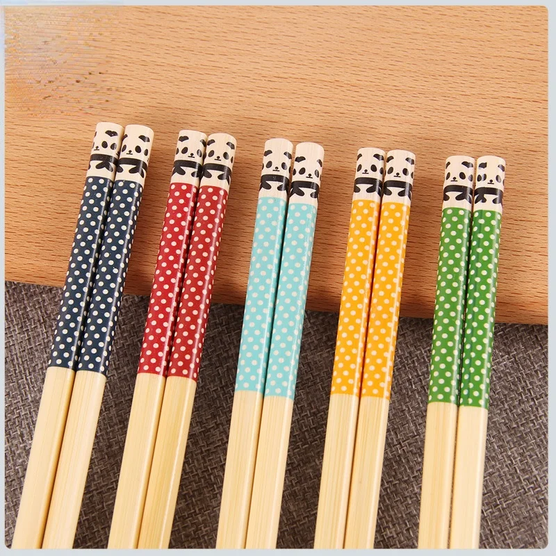 

5 Pair Chopsticks Handmade Bamboo Japanese Natural Wood Chopsticks Sushi Food CartoonMulti Color Wooden Chopsticks Reusable
