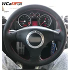 WCaRFun Black Leather Steering Wheel Cover for Audi A2 8Z A3 8L Sportback A4 B6 Avant A6 C5 A8 D2 TT 8N S3 S4 RS4 RS6