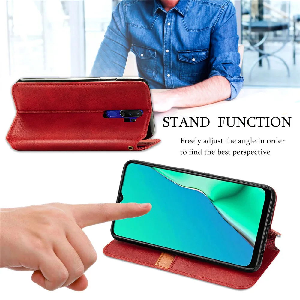 leather case for oppo a9 a31 a53 2020 c17 c15 c12 c11 reno 4 z realme 6i 6 pro x5 x7 f15 a91 a92 a72 a52 x2 lite phone bag cover free global shipping