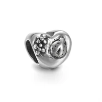 stainless steel heart ladybird bead polished 5mm hole metal european beads bracelet charms diy jewelry making accessories