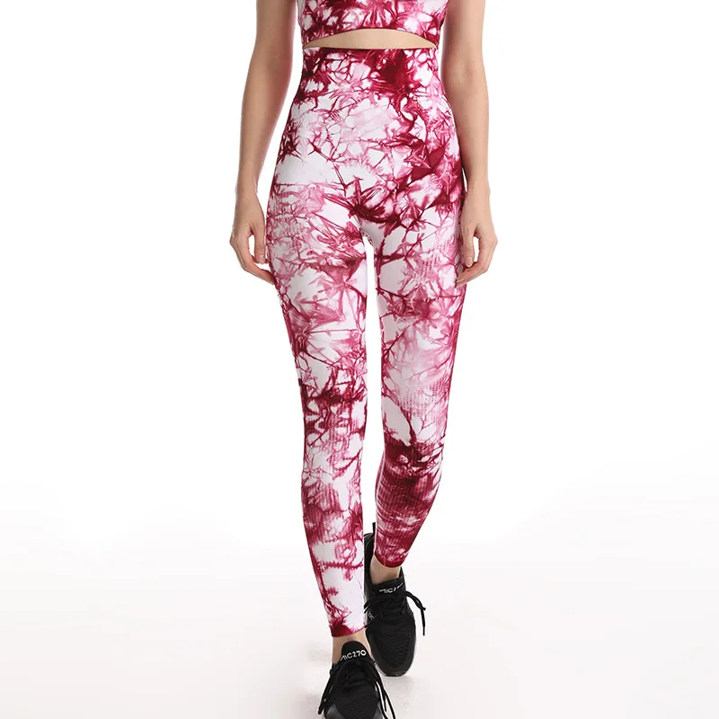 

Printed Tie-dye Yoga Leggigns Women Seamless Workout Pants High Waist Outdoor Sports Yoga Wear Hip Running Fitness Leggings