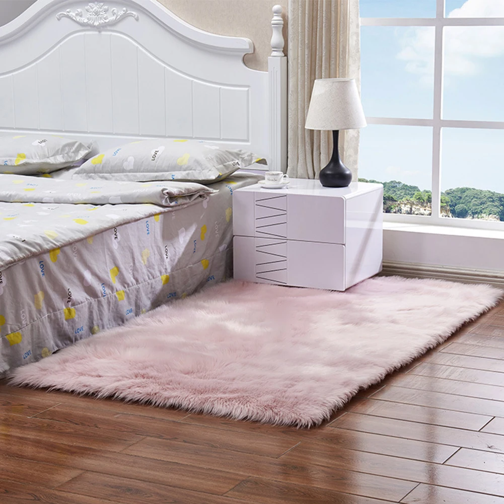 Украшение Пушистый Ковер прямоугольник из искусственного меха пол для спальни