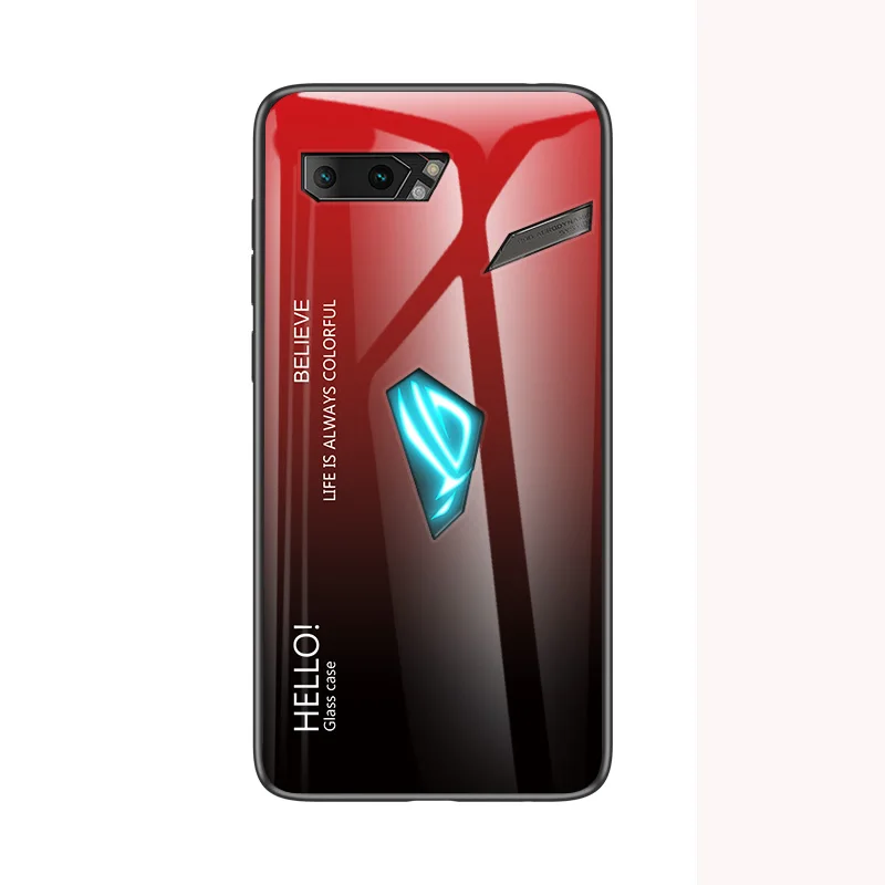 Red Для Asus ROG Phone 2 ZS660KL градиентный чехол из закаленного стекла силиконовая рамка жесткая стеклянная задняя крышка для Asus ROG 2 - Цвет: Red