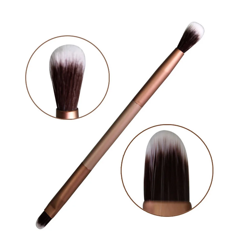 

1pc Professional Eye Makeup Brush Double Ended Metal Handle Premium Tapered Concealer Highlighter Eyeshadow Blending Brush L9683