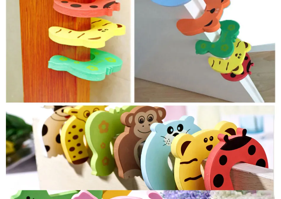 Tarjeta de seguridad para beb&eacute;, protecci&oacute;n de puerta, Animal lindo, cuidado para beb&eacute; reci&eacute;n nacido, bloqueo de protecci&oacute;n de Castillo para ni&ntilde;os, llaveros de nevera-4