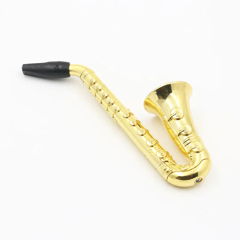 

Tobacco Smoking Pipe For Weed Accessories Mini Metal Pipes Smoke Herb Dry Cigarette Saxophone Shape Filter Burner Bowl Wholesale