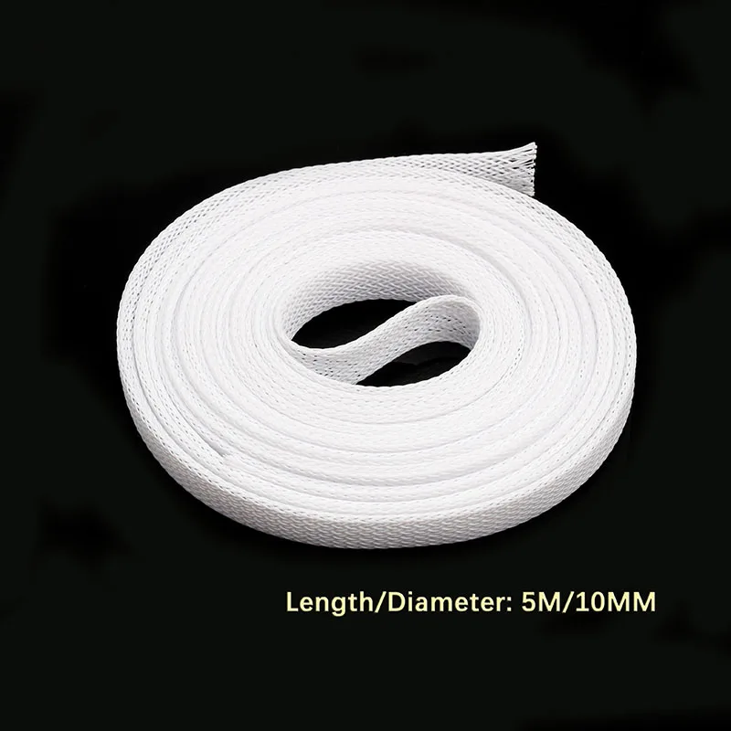 5M White Cable Sleeves DIY High quality Braid PET Expandable Sleeving Density Sheathing 2/4/6/8/10/12/15/20/25mm | Обустройство дома