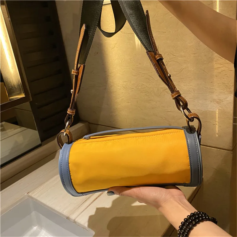 

Panelled Cylinder Bag Female 2020 New Summer Orange Broadband Shoulder Messenger Bag Fashion Chest Bag High Quality Bucket Bags