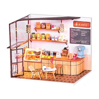 assemble diy wooden house toy wooden miniatura doll houses miniature dollhouse with furniture led lights a cafe