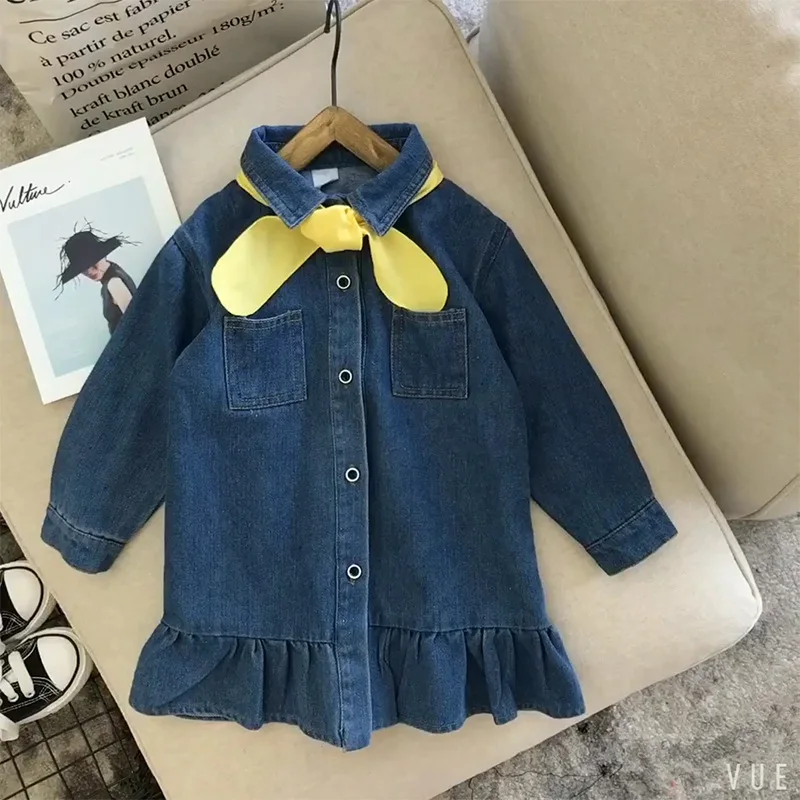 

New Jeans Girls Dress Spring and Autumn A-line Casual Full Sleeve Kids Clothes Letters 2020 Pleated Dress for 2 To 7 Years,#5758