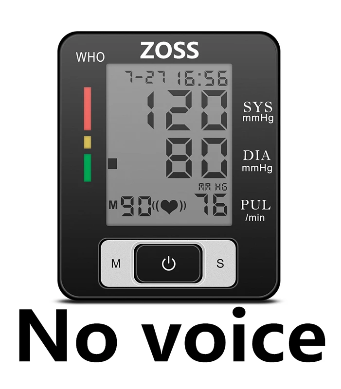 no voice ZOSS английская или Русская Голосовая манжета Сфигмоманометр на запястье измеритель давления в крови монитор пульса портативный тонометр BP - Цвет: no voice